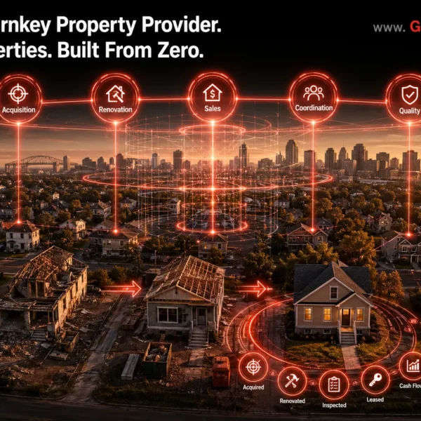 Startup turnkey property provider operational infrastructure in Memphis Tennessee showing acquisition renovation and investor delivery systems built by GetSysPro for real estate investment www.GetSysPro.com