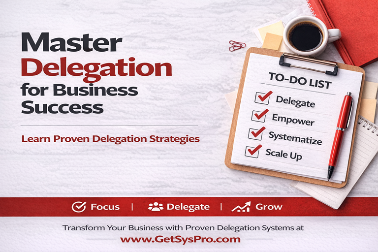 Delegation systems help growing founders scale their business by freeing time, empowering teams, and building repeatable processes. Learn proven delegation strategies at www.GetSysPro.com
