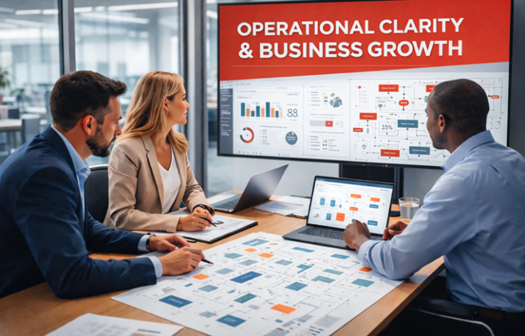 leadership team reviewing operational clarity dashboards